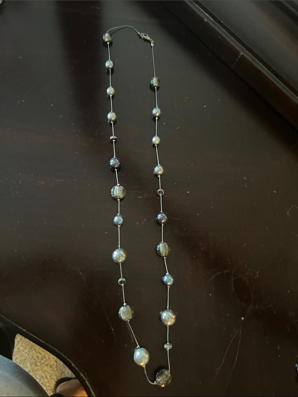 Premier Designs Gray Pearl Station Necklace